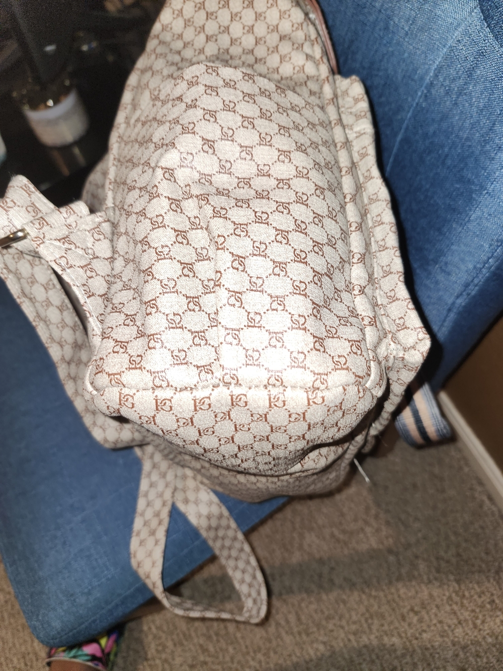 Beige Monogram Convertible Backpack - Picture 6 of 10